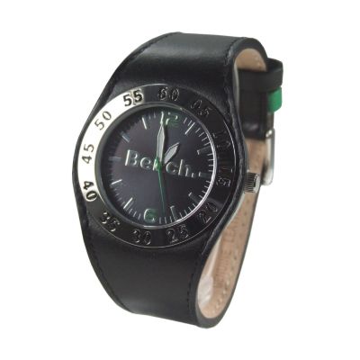 Bench Ladies' Round Black Dial Leather Strap Watch