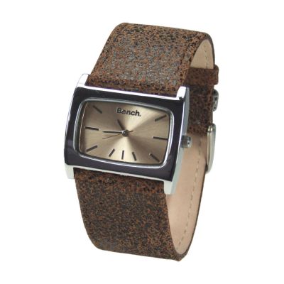Bench Men's Rectangular Dial and Brown Leather Strap Watch - Product number 5753589