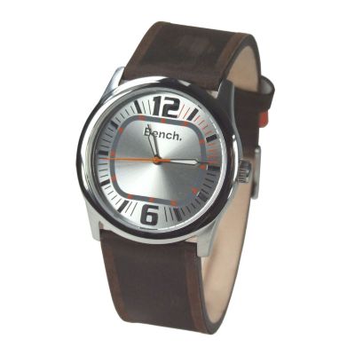 Ladies`Silver Dial and black Leather Strap Watch