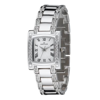 AK Anne Klein Anne Klein Ladies`White Dial Stone-Set Bracelet Watch