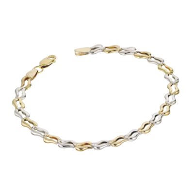 9ct Two Colour Gold Wave Bracelet