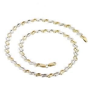 9ct Two Colour Gold Double Wave Necklace