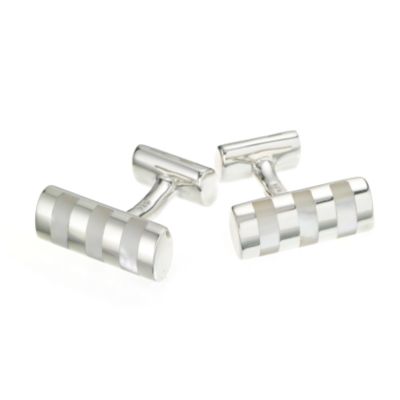 Sterling silver mother of pearl bar cufflinks