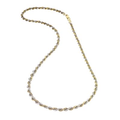 9ct two colour rope chain necklace