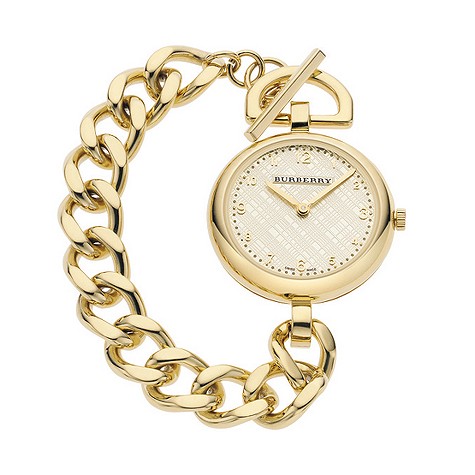 Burberry ladies' gold-plated chain watch