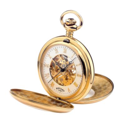 Rotary Gold Plated Skeleton Pocket Watch