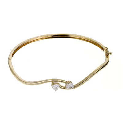 9ct Yellow Gold Cubic Zirconia Heart Bangle - Product number 5765641