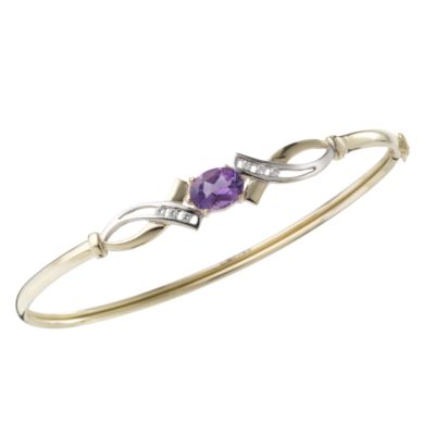 Gold Amethyst Bangle