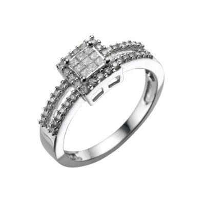 18ct white gold third carat princess and brilliant cut diamond ring - Product number 5766427