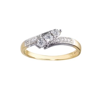 18ct two-colour gold quarter carat diamond ring