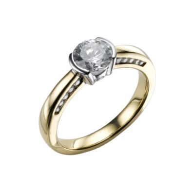 18ct two-colour gold half carat diamond ring