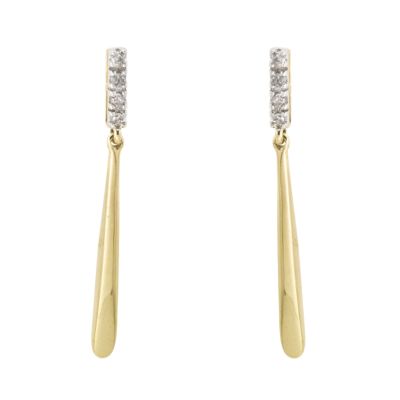 9ct gold diamond drop earrings
