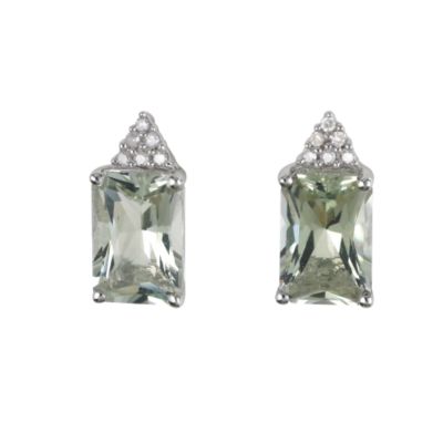 9ct white gold green quartz and diamond earrings - Product number 5770009
