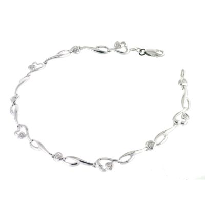 9ct white gold & diamonds heart bracelet - Product number 5771153