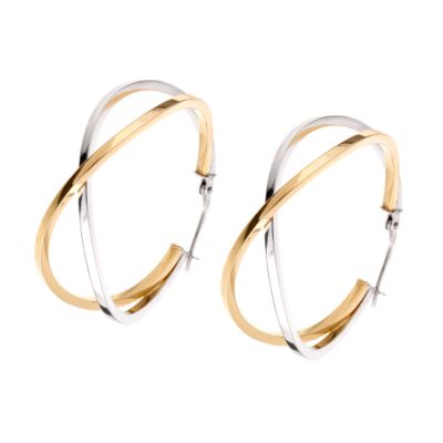 White and yellow gold creole earrings - Product number 5771285