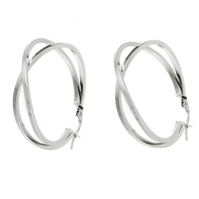 9ct white gold double hoop creole earrings - Product number 5771315