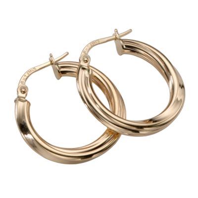 9ct gold twisted creole hoop earrings