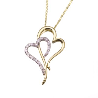 9ct two-colour gold diamond heart pendant - Product number 5771765