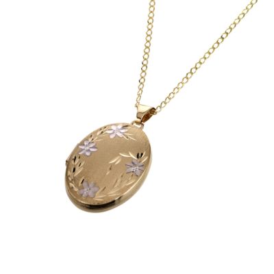 9ct gold satin oval locket 26mm necklace
