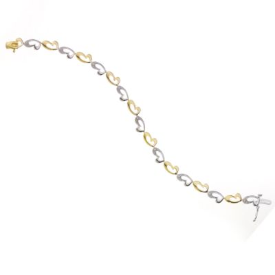 9ct two-colour gold diamond heart bracelet