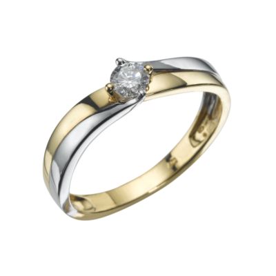 18ct two-colour gold fifth carat diamond solitaire ring - Product number 5773059