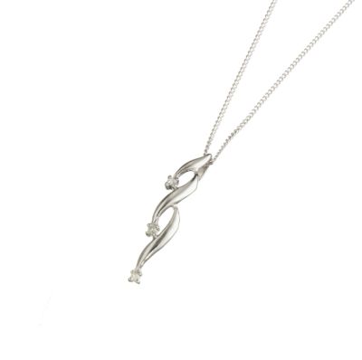 9ct white gold diamond leaf pendant