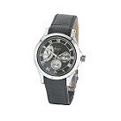 Seiko Premier men's automatic black leather strap watch