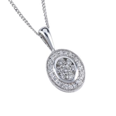 9ct white gold quarter carat diamond pendant - Product number 5773539