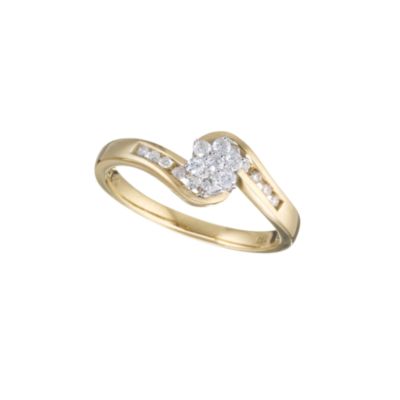 View 18ct two-colour gold quarter carat diamond cluster ring