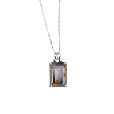 9ct white gold large smokey quartz pendant