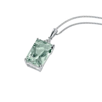 9ct white gold green quartz and diamond pendant - Product number 5774322