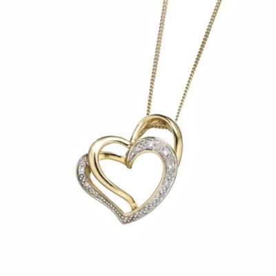 9ct gold diamond heart pendant. - Product number 5775132