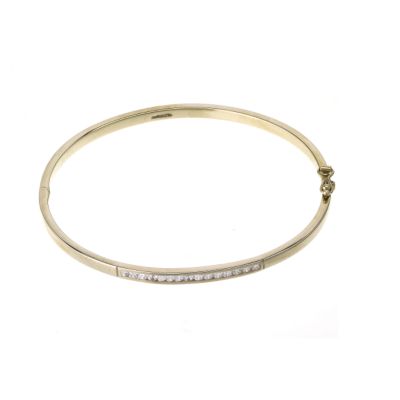 9ct gold channel set cubic zirconia bangle