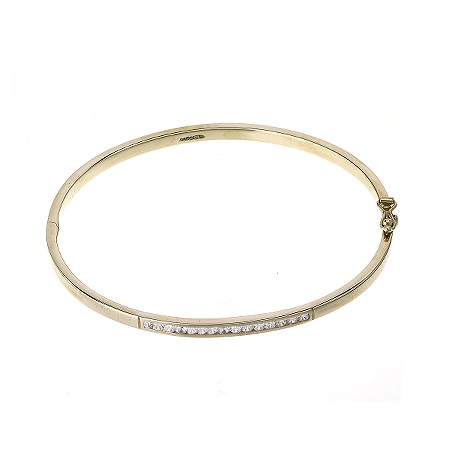 9ct gold channel set cubic zirconia bangle