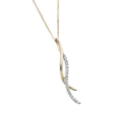 9ct two-colour gold diamond swirl pendant - Product number 5776562