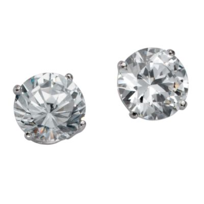 9ct white gold round cubic zirconia 8mm stud earrings - Product number 5776678