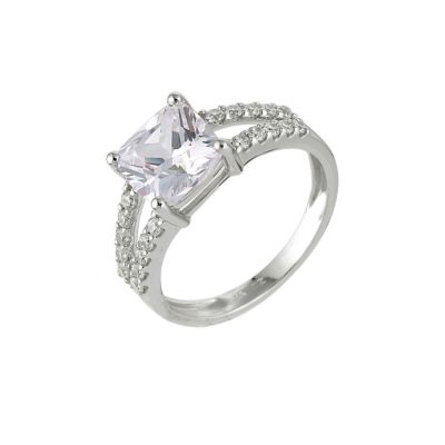 9ct white gold cushion cut cubic zirconia ring - Product number 5776856