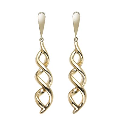 9ct gold corkscrew drop earrings