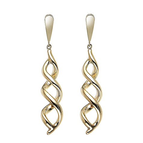 9ct gold corkscrew drop earrings