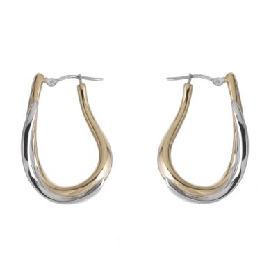 White and yellow gold creole double hoop earrings - Product number 5777836