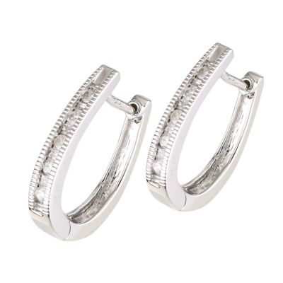 9ct white gold quarter carat diamond hoop earrings - Product number 5778174