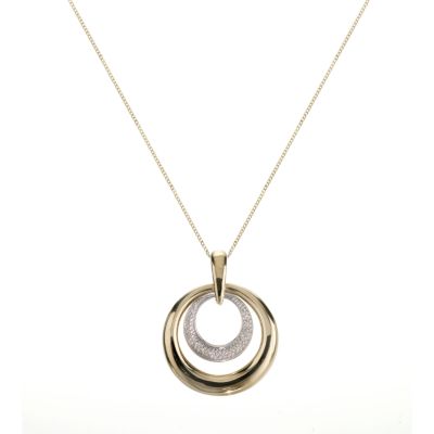 9ct gold two-colour double circle pendant - Product number 5778433