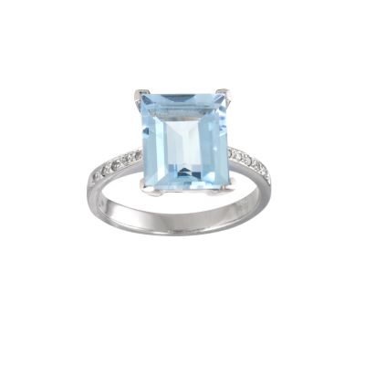 9ct white gold blue topaz and diamond ring - Product number 5778832