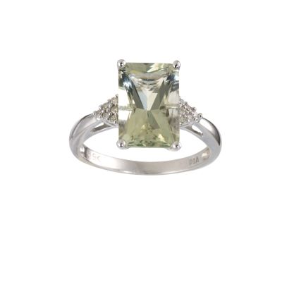 9ct white gold green quartz & diamond ring - Product number 5781000