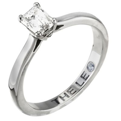Platinum half carat emerald cut Leo Diamond solitaire ring
