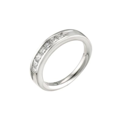 Platinum half carat princess cut Leo Diamond eternity ring - Product number 5788218