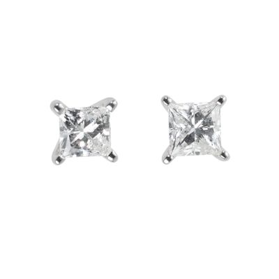 18ct white gold half carat princess cut Leo Diamond solitaire earrings - Product number 5788617