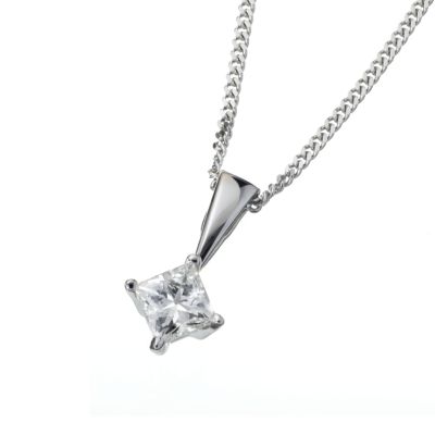 18ct white gold quarter carat princess cut Leo Diamond solitaire pendant - Product number 5788625