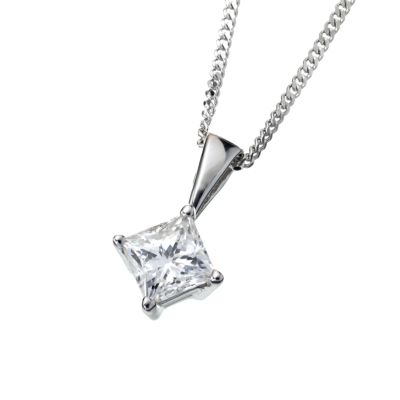 18ct white gold half carat princess cut Leo Diamond pendant