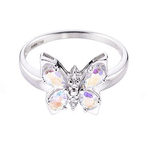 Rainbow Mist 9ct White Gold Butterfly Topaz Ring